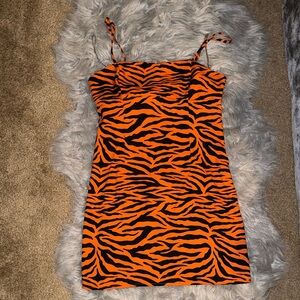 Fashion nova orange & black zebra print mini dress